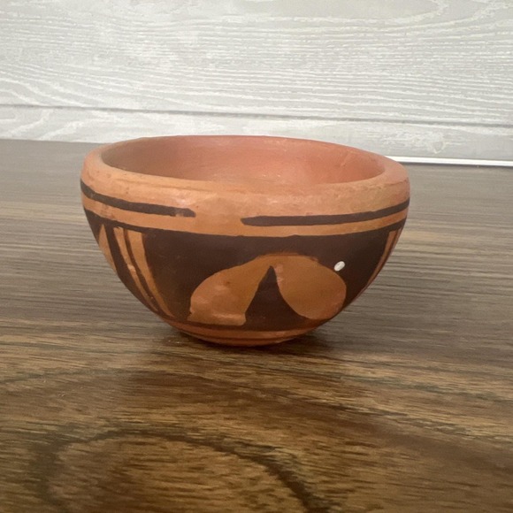 Hopi Other - Vintage Hopi Native American‎ Hand Painted Terracotta Pottery Bowl Signed 2x3.5